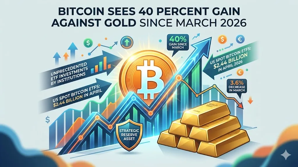 Bitcoin Registra Alta de 40 Porcento em Relação ao Ouro Desde Março de 2026