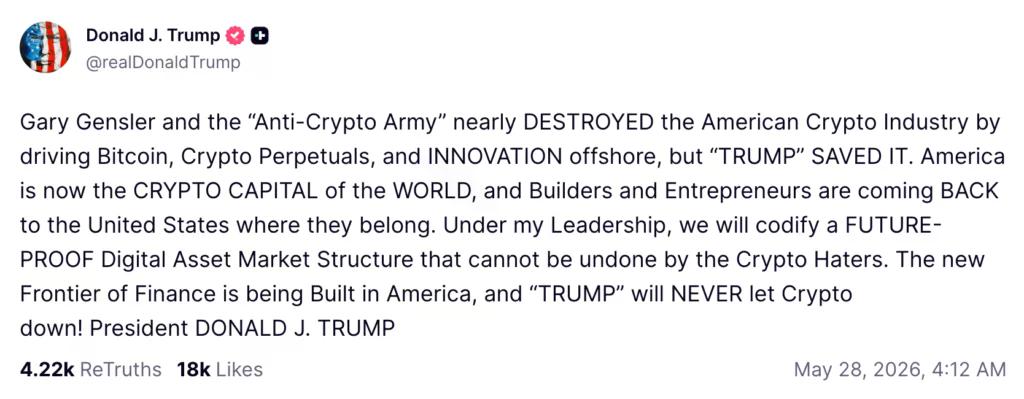 Donald Trump on Truth Social.