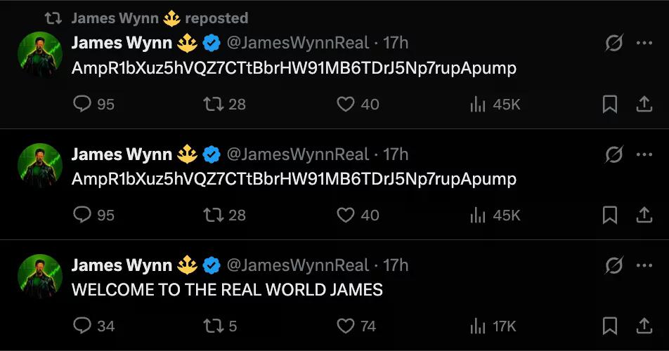 Posts promoting WORLD on Wynn's account.