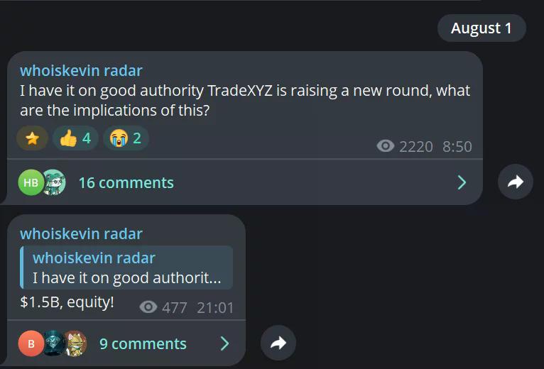 Mga text sa Telegram na nagsasabing nagpapalaki ng pondo ang TradeXYZ.