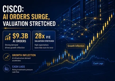 تقرير أبحاث الأسهم لشركة سيسكو سيستمز (CSCO) - شبكات الذكاء الاصطناعي تتسارع، ولكن مكرر الأرباح البالغ 33 ضعفًا يترك هامشًا ضئيلًا للتنفيذ