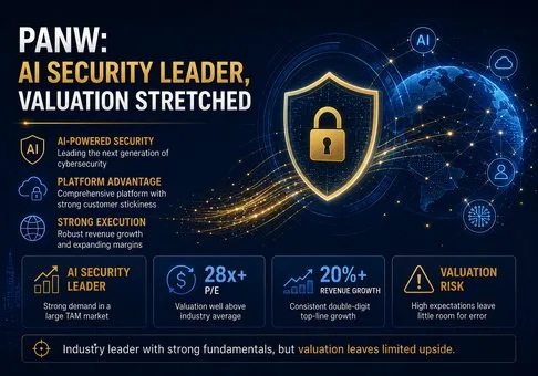 تقرير أبحاث الأسهم لشركة Palo Alto Networks (PANW) - الطلب على أمن الذكاء الاصطناعي حقيقي، ولكن مضاعف ربحية يبلغ 100 ضعف يسعّر الهيمنة على الفئة