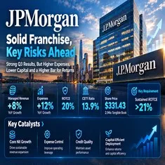 जेपीमॉर्गन चेज़ एंड कंपनी (JPM) इक्विटी रिसर्च रिपोर्ट - मजबूत रिटर्न प्रीमियम के हकदार हैं, लेकिन 2.94x टैंजिबल बुक अधिक की मांग करता है