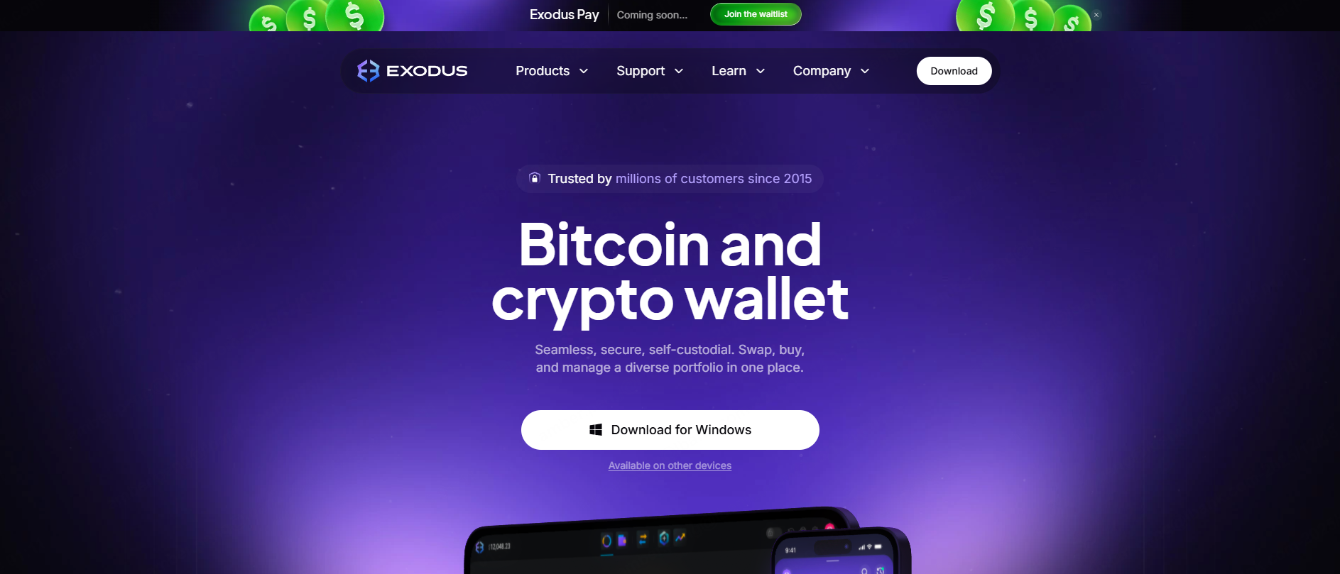 Antarmuka dompet Exodus, sumber: dompet Exodus